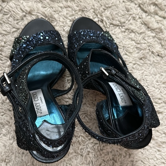 Jimmy Choo Falcon 100 Coarse Glitter Sandals - Picture 5 of 15